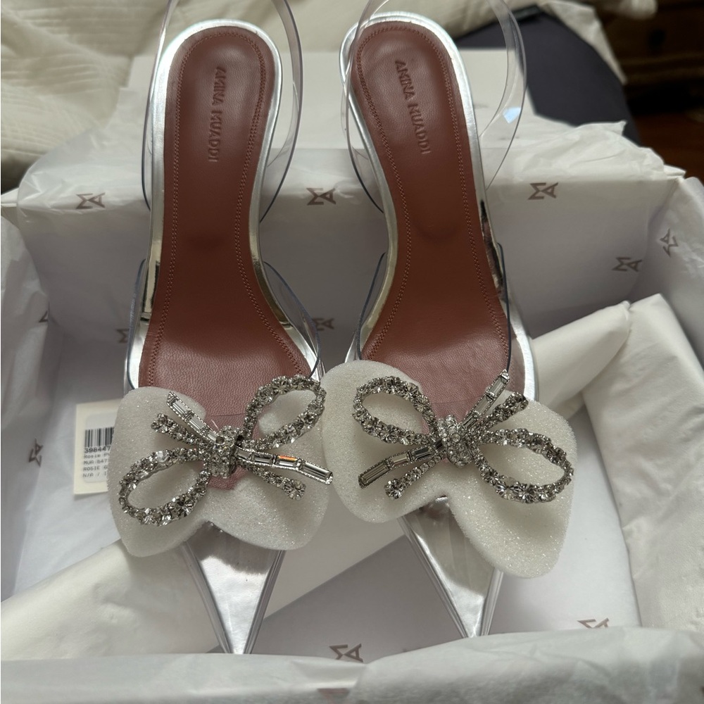 Amina Muaddi Clear Sling Back